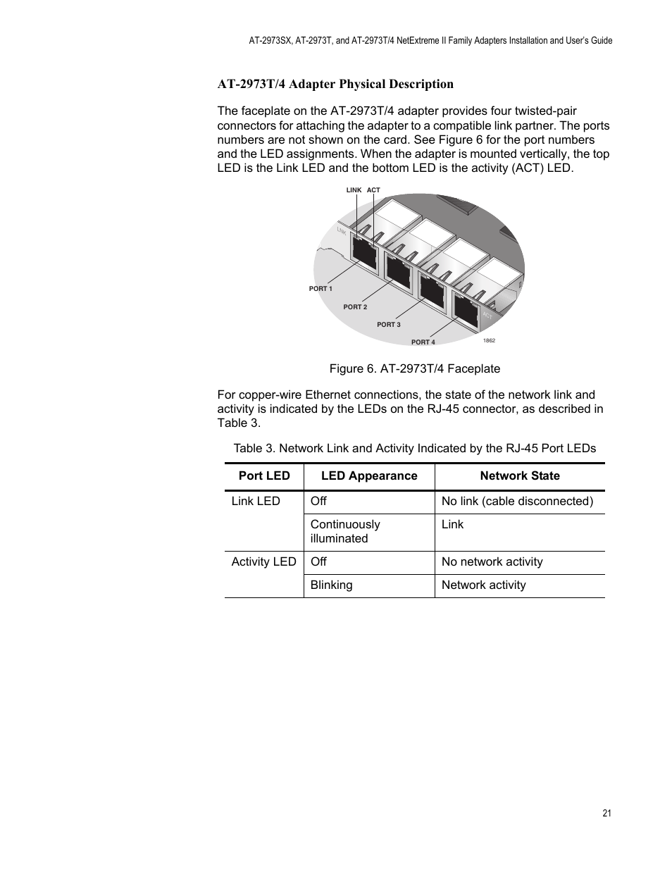 Figure 6. at-2973t/4 faceplate | Allied Telesis NETEXTREME II AT-2973SX User Manual | Page 21 / 176