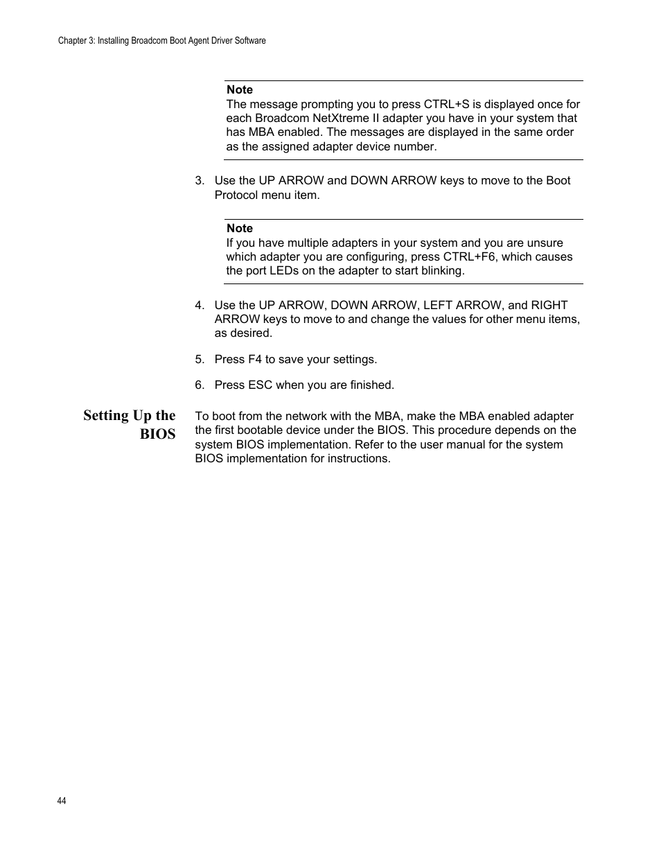 Setting up the bios | Allied Telesis NETEXTREME II AT-2973SX User Manual | Page 44 / 176