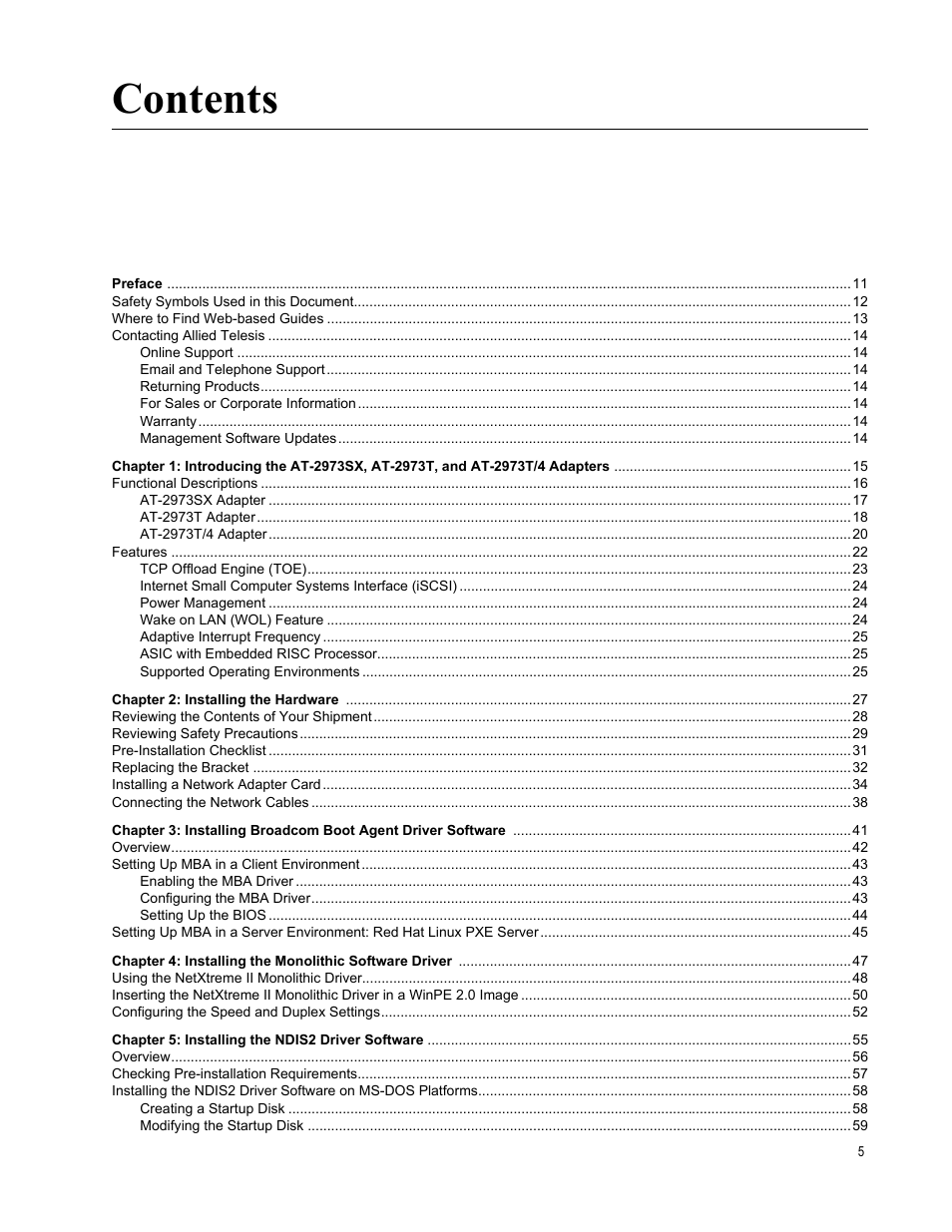 Allied Telesis NETEXTREME II AT-2973SX User Manual | Page 5 / 176