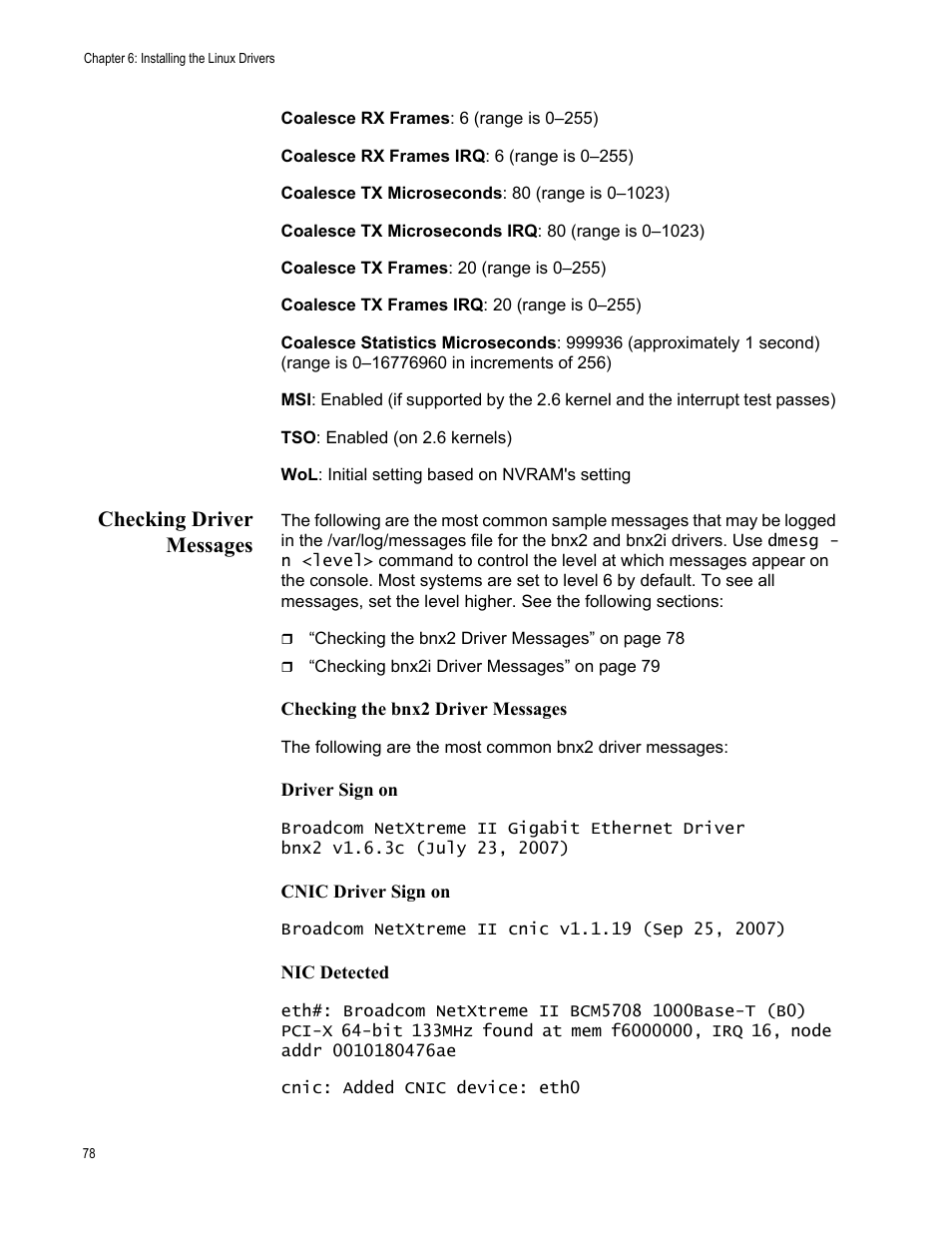Checking driver messages | Allied Telesis NETEXTREME II AT-2973SX User Manual | Page 78 / 176
