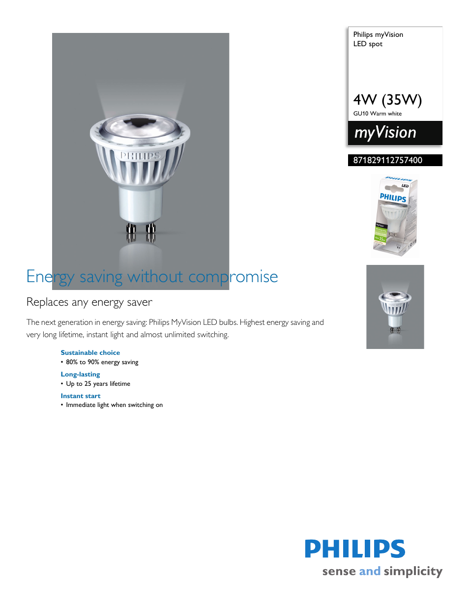 Philips 871829112757400 User Manual | 2 pages