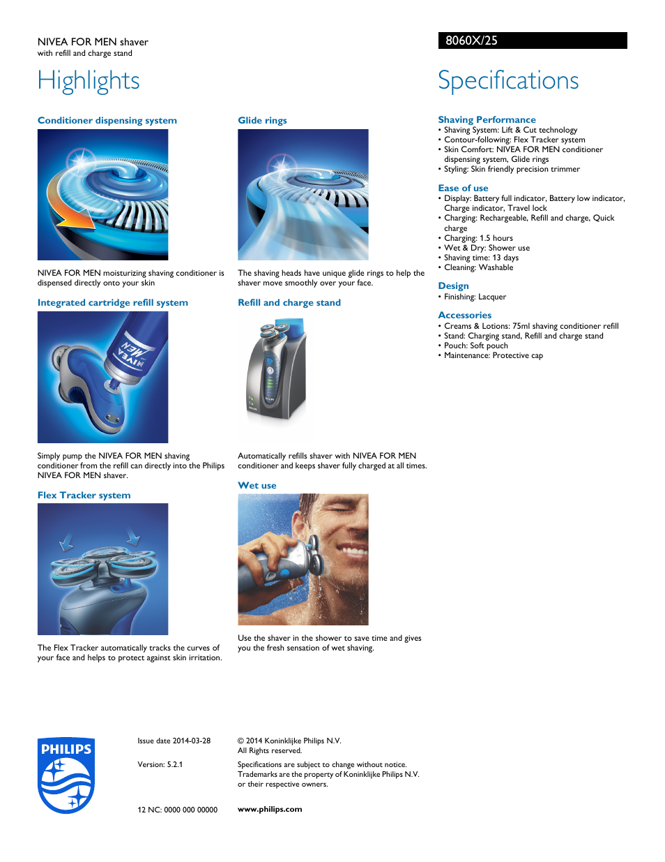 Highlights, Specifications | Philips 8060X-25 User Manual | Page 2 / 2