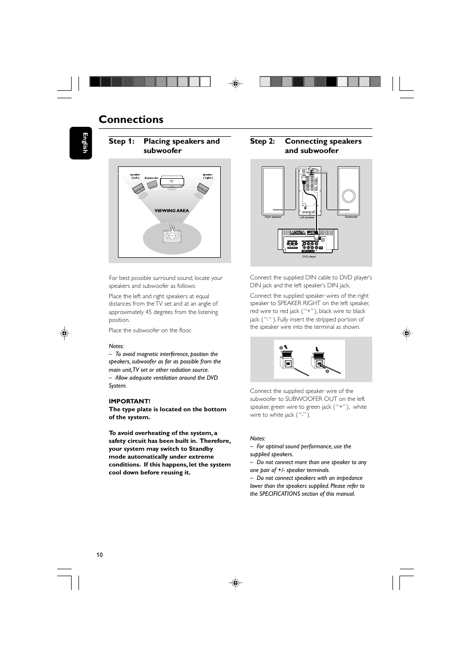 Connections | Philips DVD Micro Theater MCD139 User Manual | Page 10 / 39