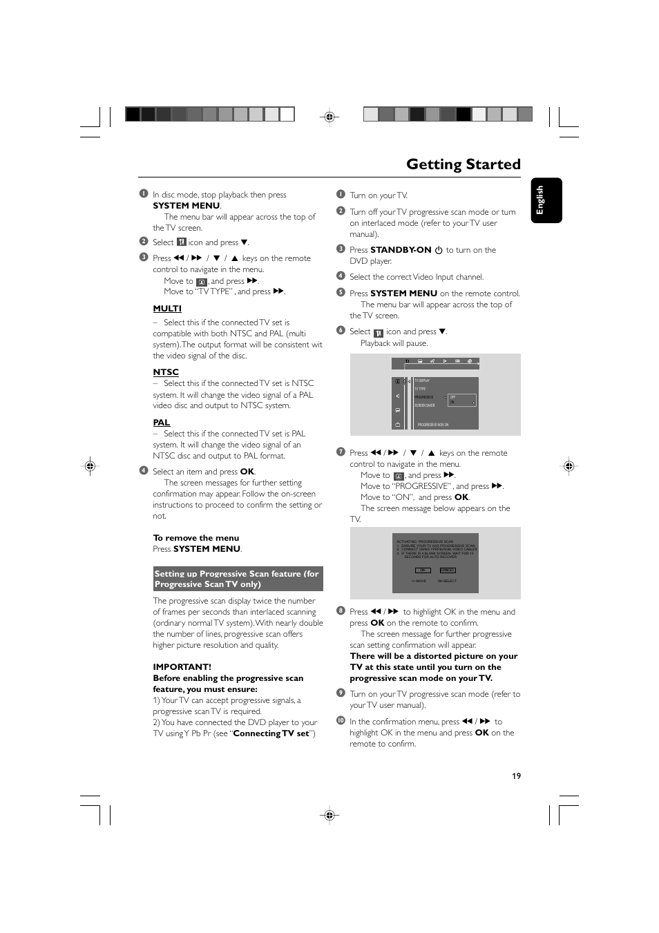 Getting started | Philips DVD Micro Theater MCD139 User Manual | Page 19 / 39