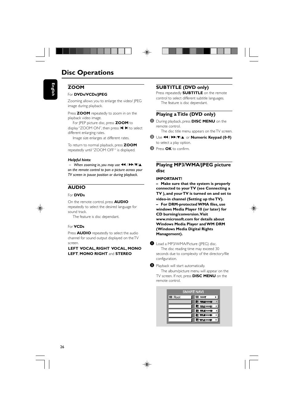 Disc operations | Philips DVD Micro Theater MCD139 User Manual | Page 26 / 39