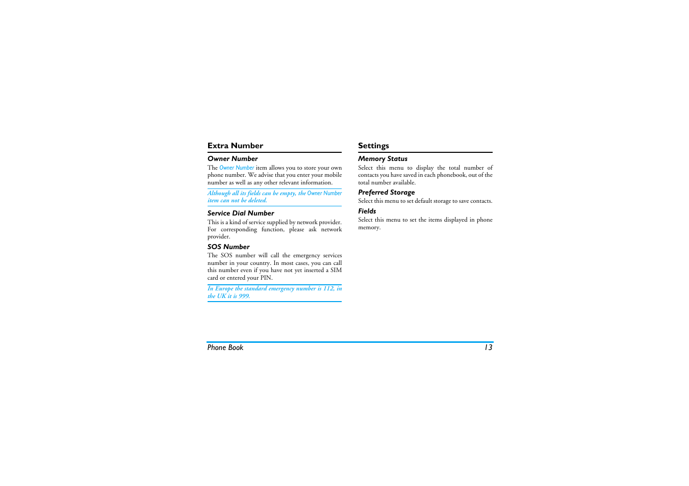 Extra number, Settings | Philips Mobile Phone CTS660BLK S660 User Manual | Page 14 / 57