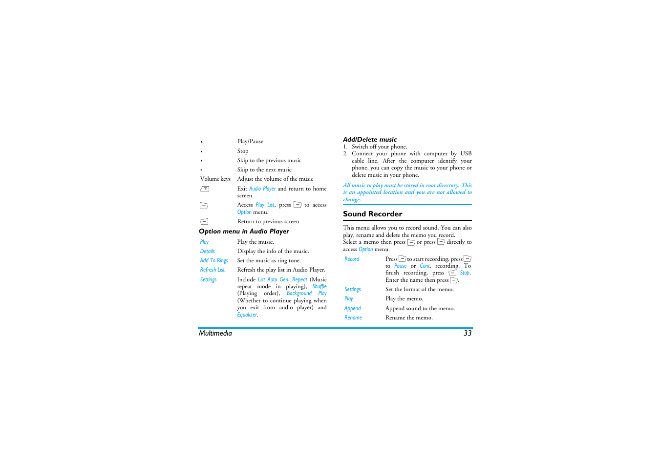 Sound recorder | Philips Mobile Phone CTS660BLK S660 User Manual | Page 34 / 57