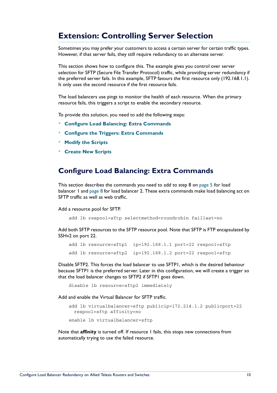 Extension: controlling server selection, Configure load balancing: extra commands | Allied Telesis Routers and Switches User Manual | Page 10 / 15