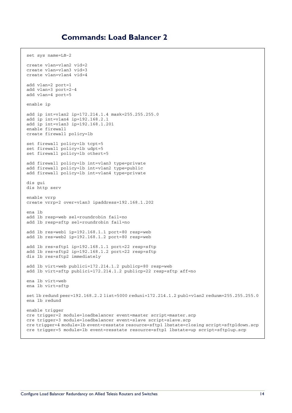 Commands: load balancer 2 | Allied Telesis Routers and Switches User Manual | Page 14 / 15