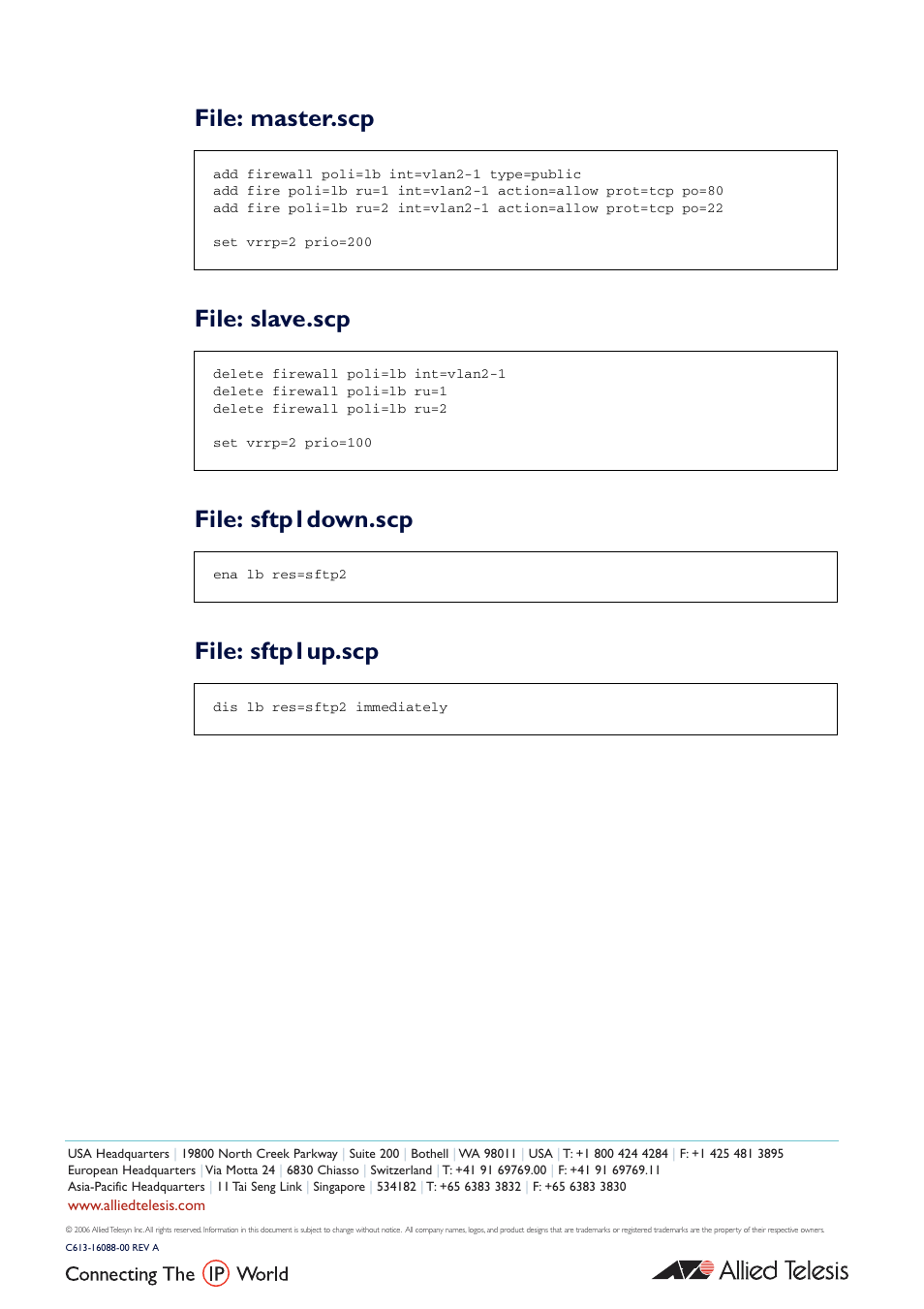 File: master.scp, File: slave.scp, File: sftp1down.scp | File: sftp1up.scp | Allied Telesis Routers and Switches User Manual | Page 15 / 15