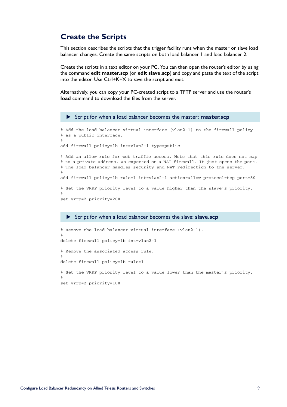 Create the scripts | Allied Telesis Routers and Switches User Manual | Page 9 / 15