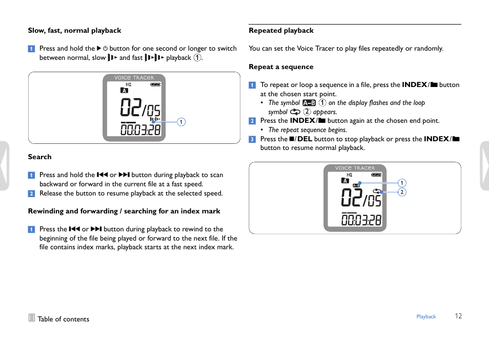 Repeated playback | Philips LFH0652-27B User Manual | Page 12 / 21