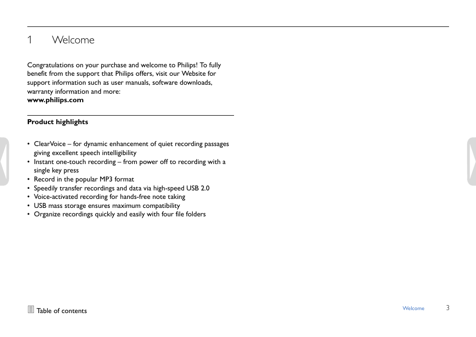 Welcome, Product highlights, 1welcome | Philips LFH0652-27B User Manual | Page 3 / 21