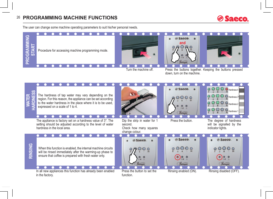 Programming machine functions | Philips 740808051 User Manual | Page 26 / 100