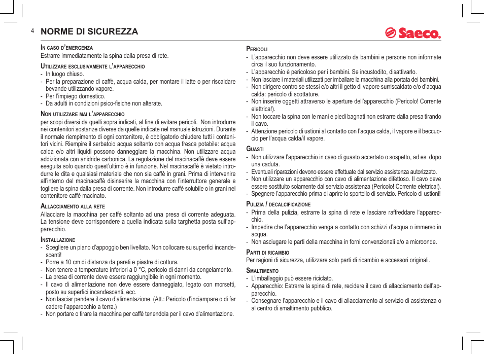 Norme di sicurezza | Philips 740808051 User Manual | Page 4 / 100