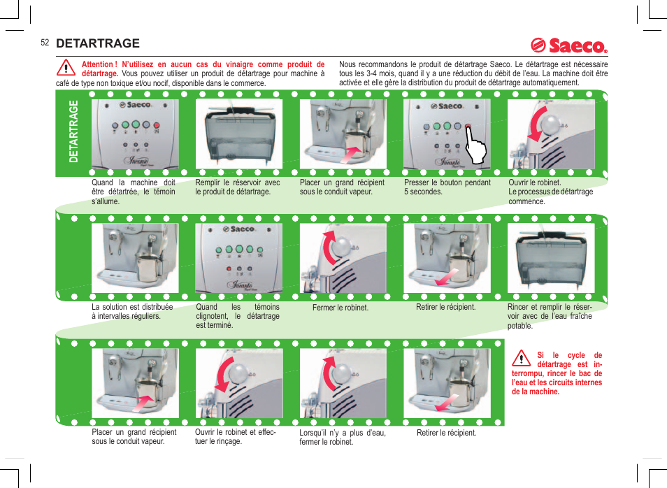 Detartrage, Det artrage | Philips 740808051 User Manual | Page 52 / 100