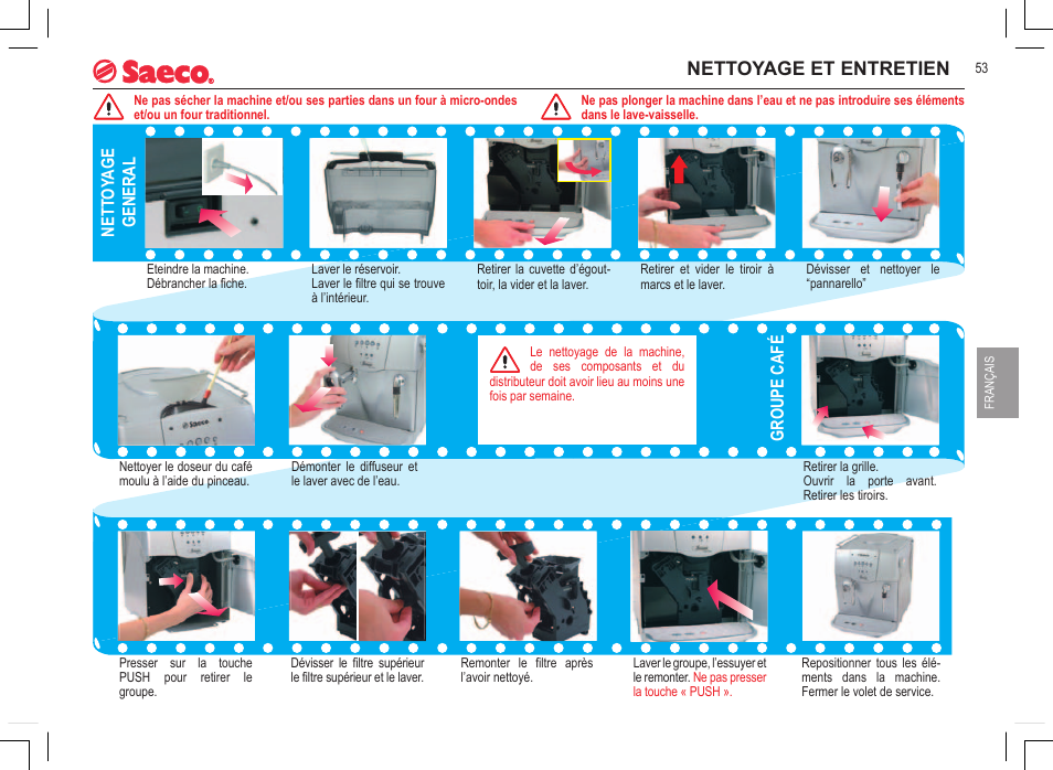 Nettoyage et entretien, Nett oy age general, Groupe café | Philips 740808051 User Manual | Page 53 / 100