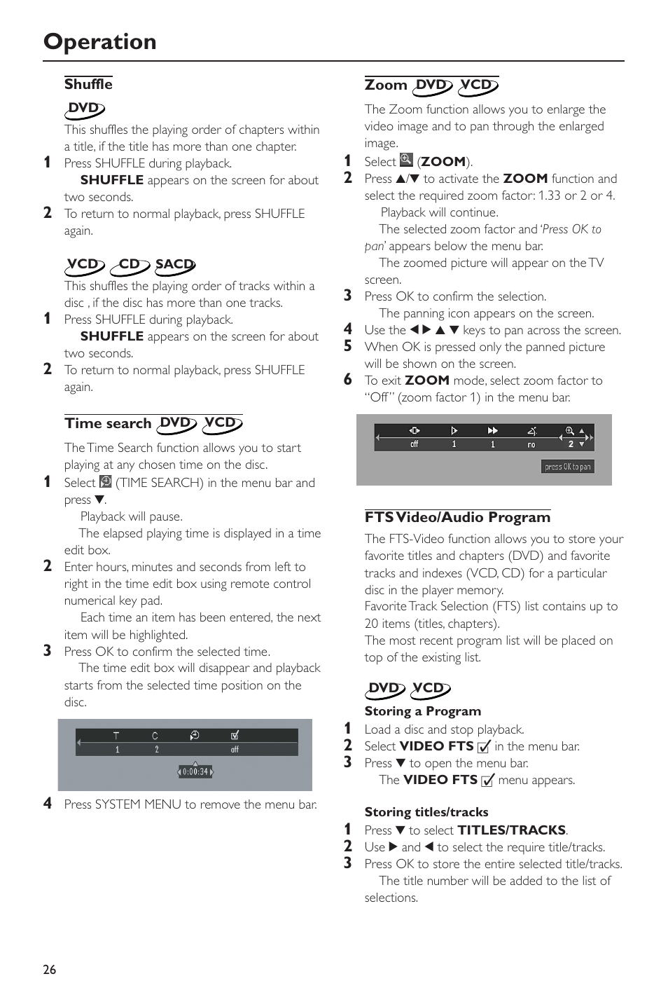 Operation | Philips SACD-DVD Player User Manual | Page 26 / 36