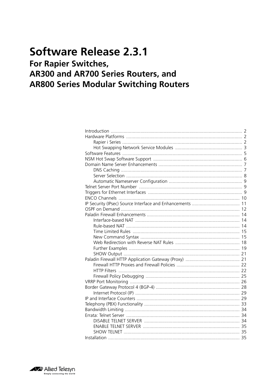 Allied Telesis AR300 series User Manual | 36 pages