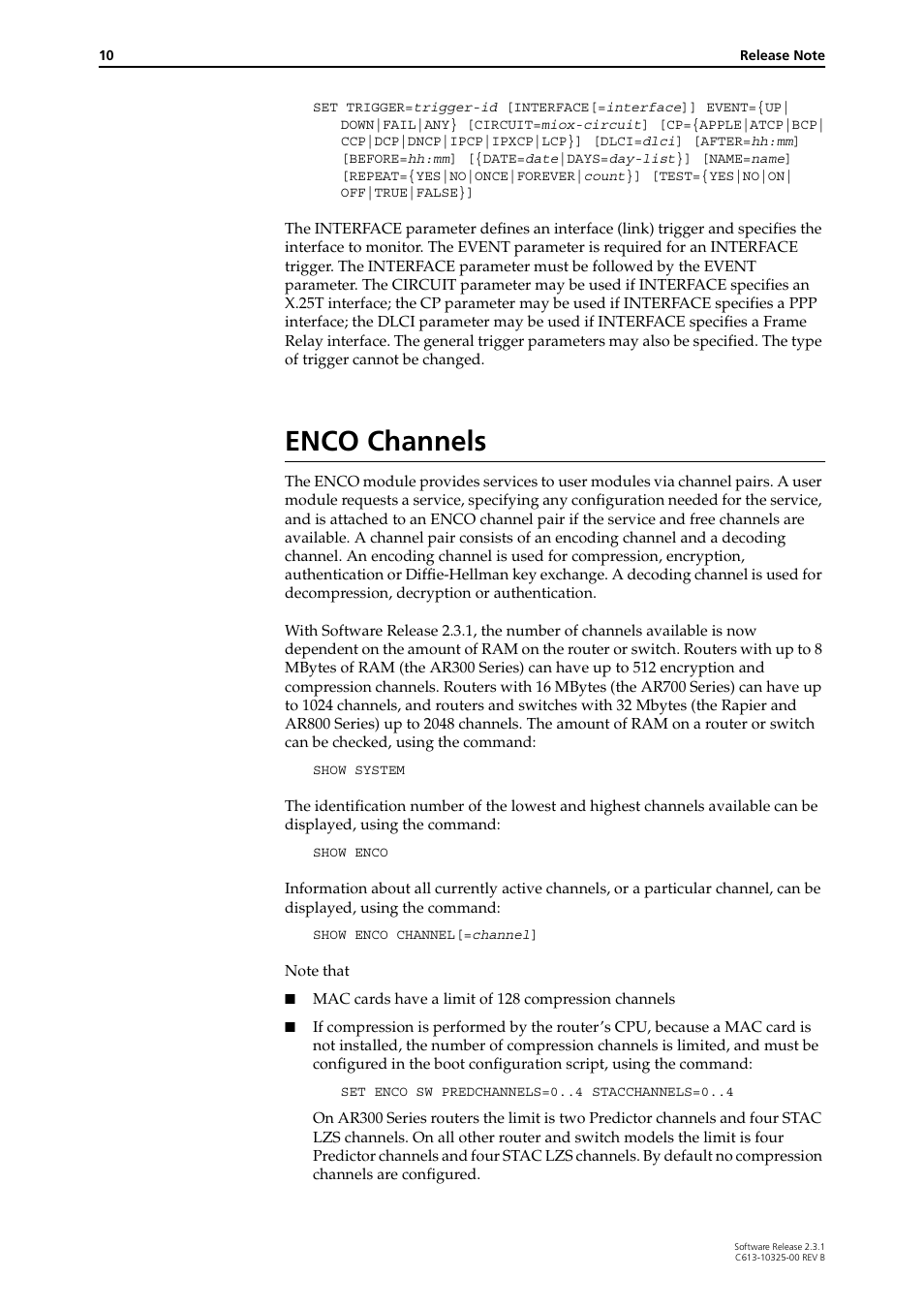 Enco channels | Allied Telesis AR300 series User Manual | Page 10 / 36