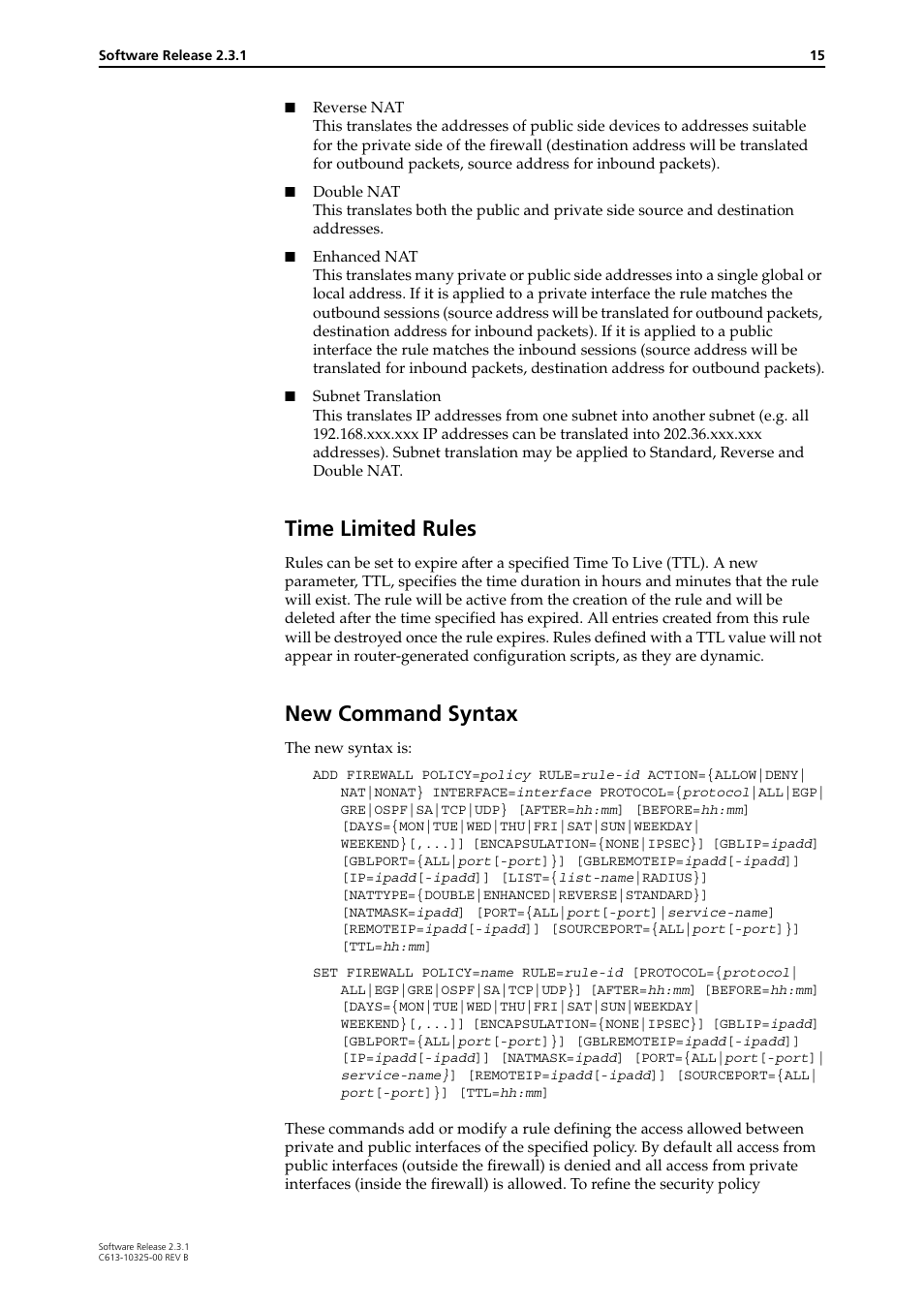 Time limited rules, New command syntax, Time limited rules new command syntax | Allied Telesis AR300 series User Manual | Page 15 / 36