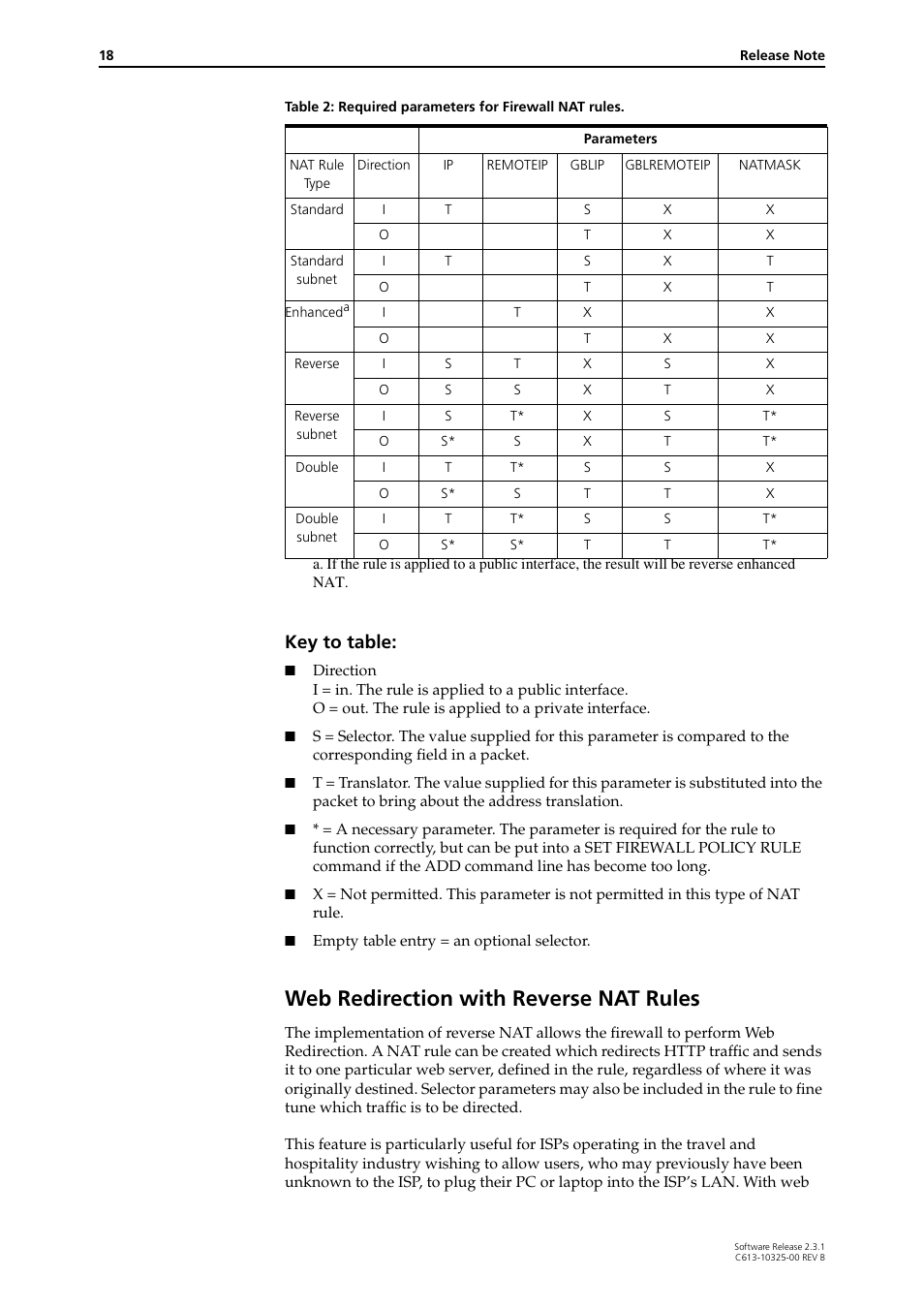 Web redirection with reverse nat rules, Key to table | Allied Telesis AR300 series User Manual | Page 18 / 36