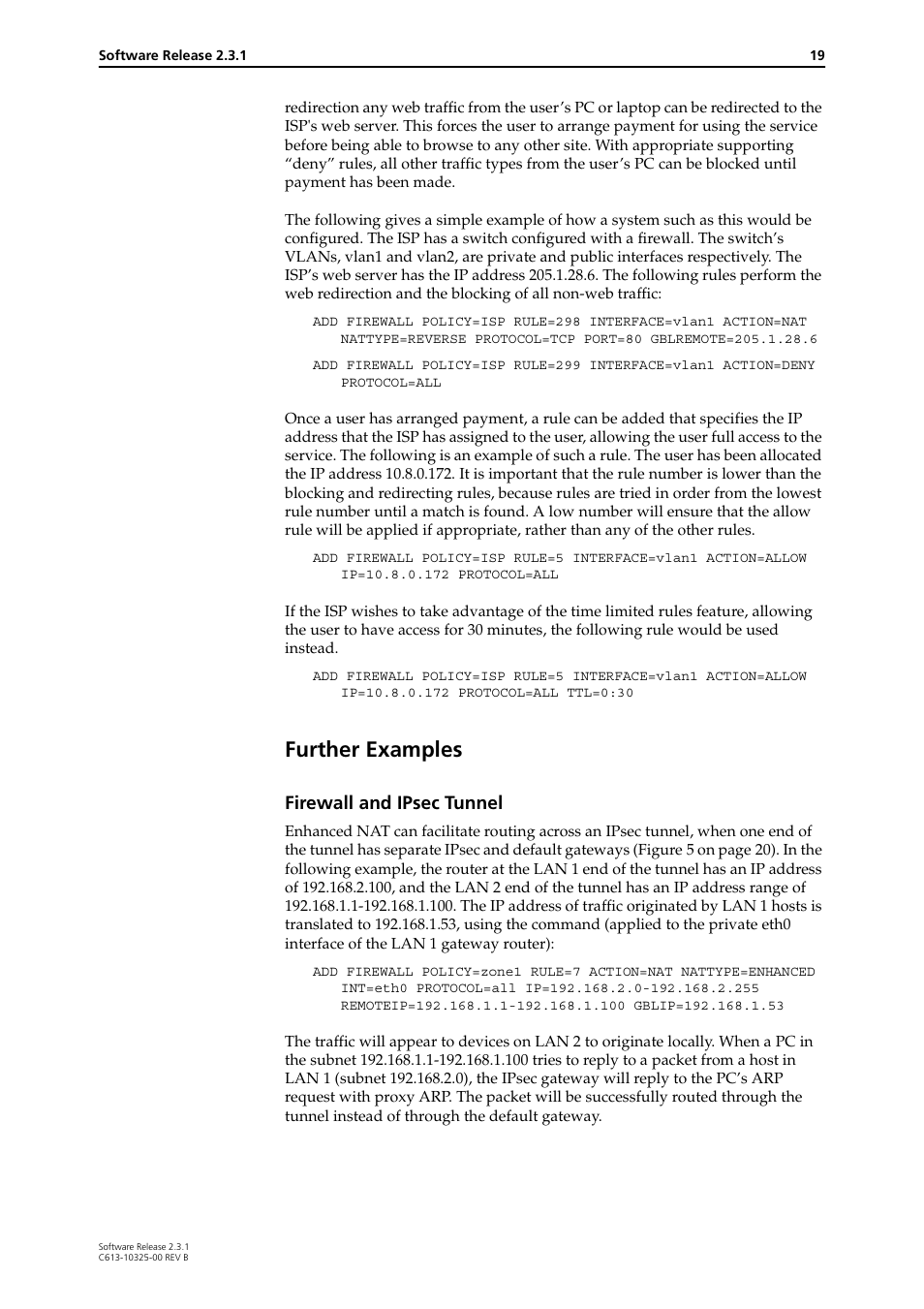 Further examples, Firewall and ipsec tunnel | Allied Telesis AR300 series User Manual | Page 19 / 36