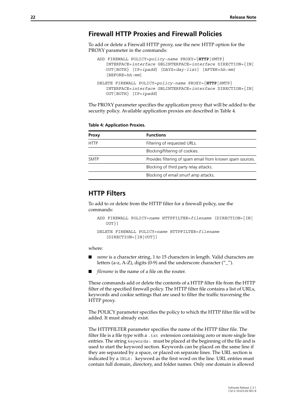 Firewall http proxies and firewall policies, Http filters | Allied Telesis AR300 series User Manual | Page 22 / 36