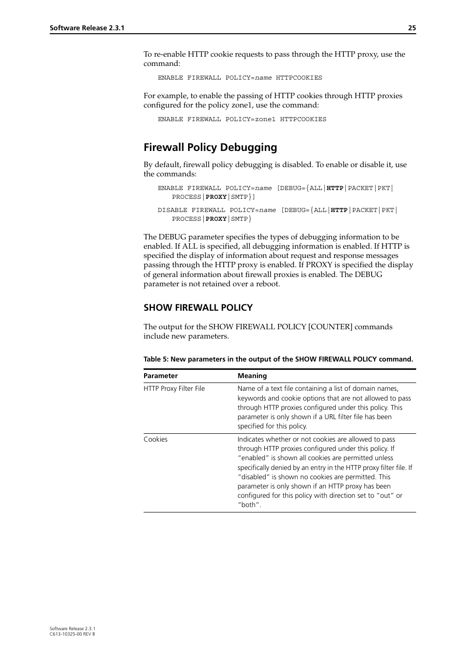 Firewall policy debugging, Show firewall policy | Allied Telesis AR300 series User Manual | Page 25 / 36