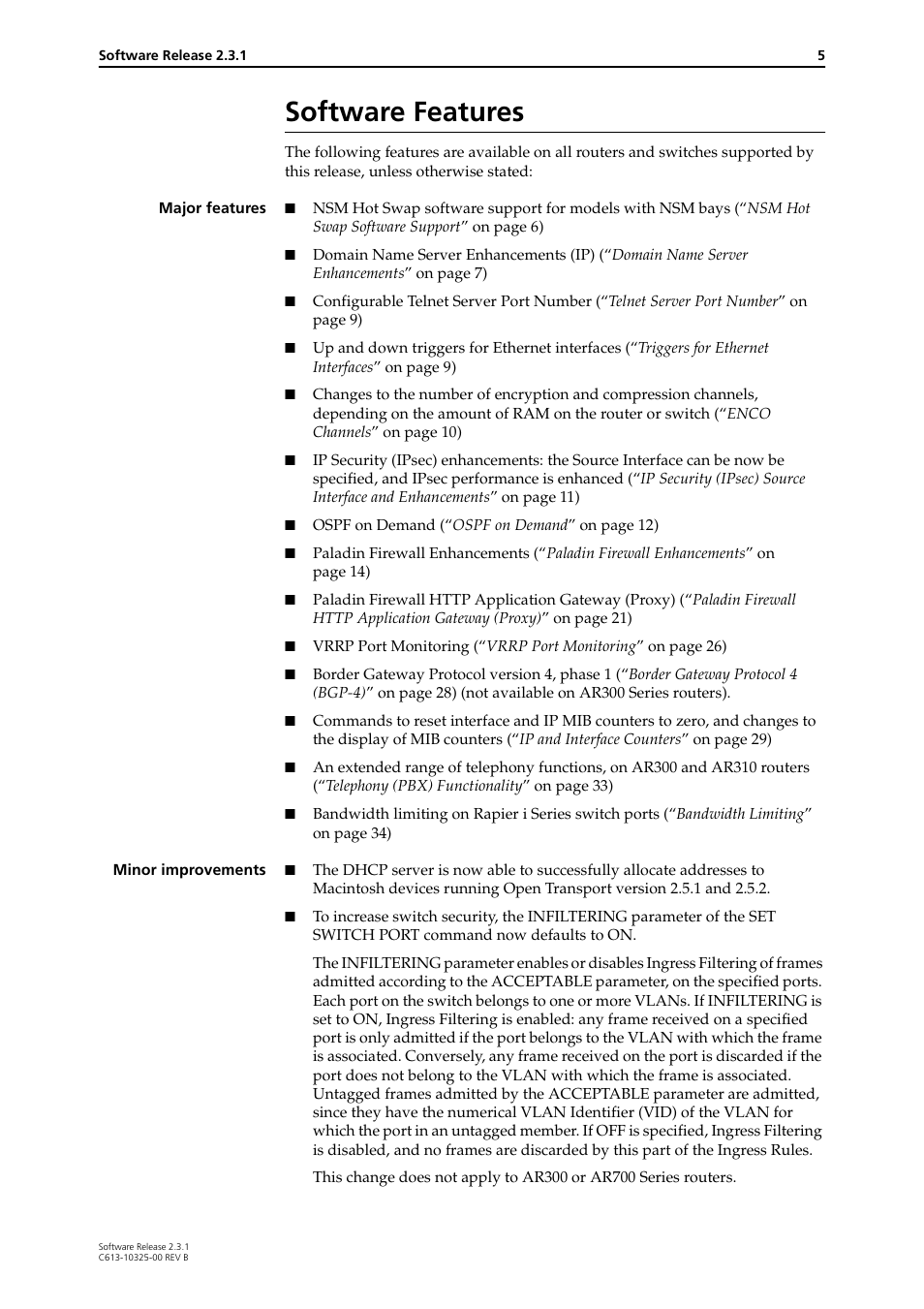 Software features | Allied Telesis AR300 series User Manual | Page 5 / 36