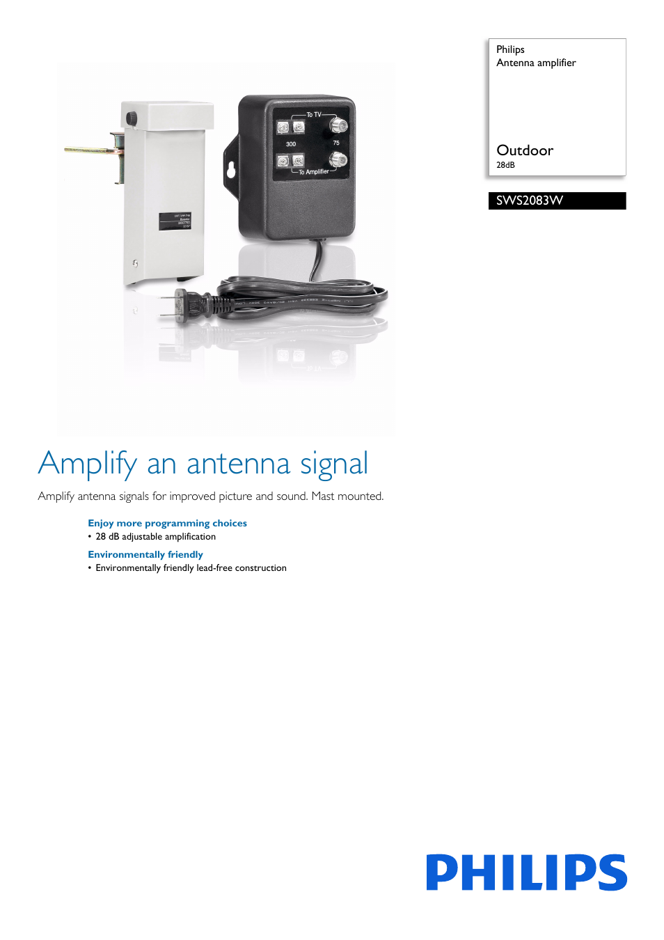 Philips SWS2083W-17 User Manual | 2 pages