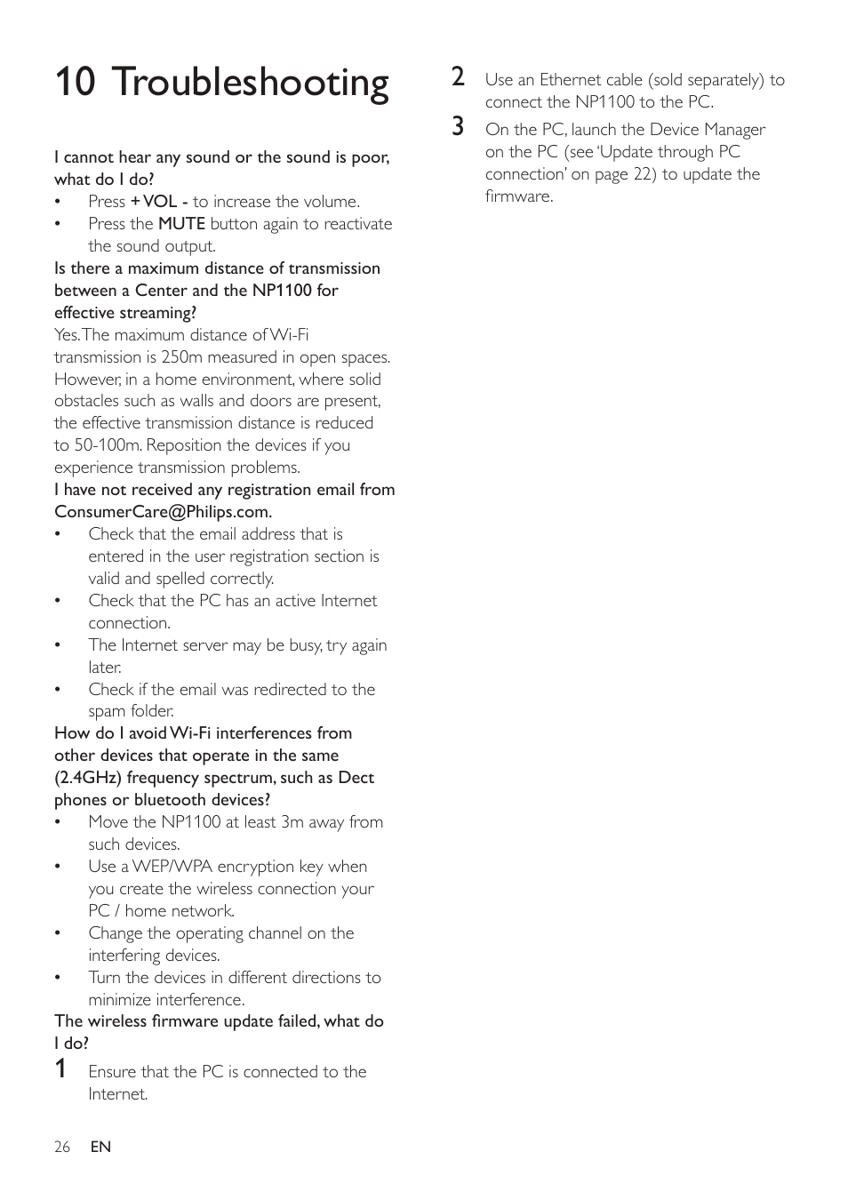 10 troubleshooting | Philips NP1100-37B User Manual | Page 25 / 36