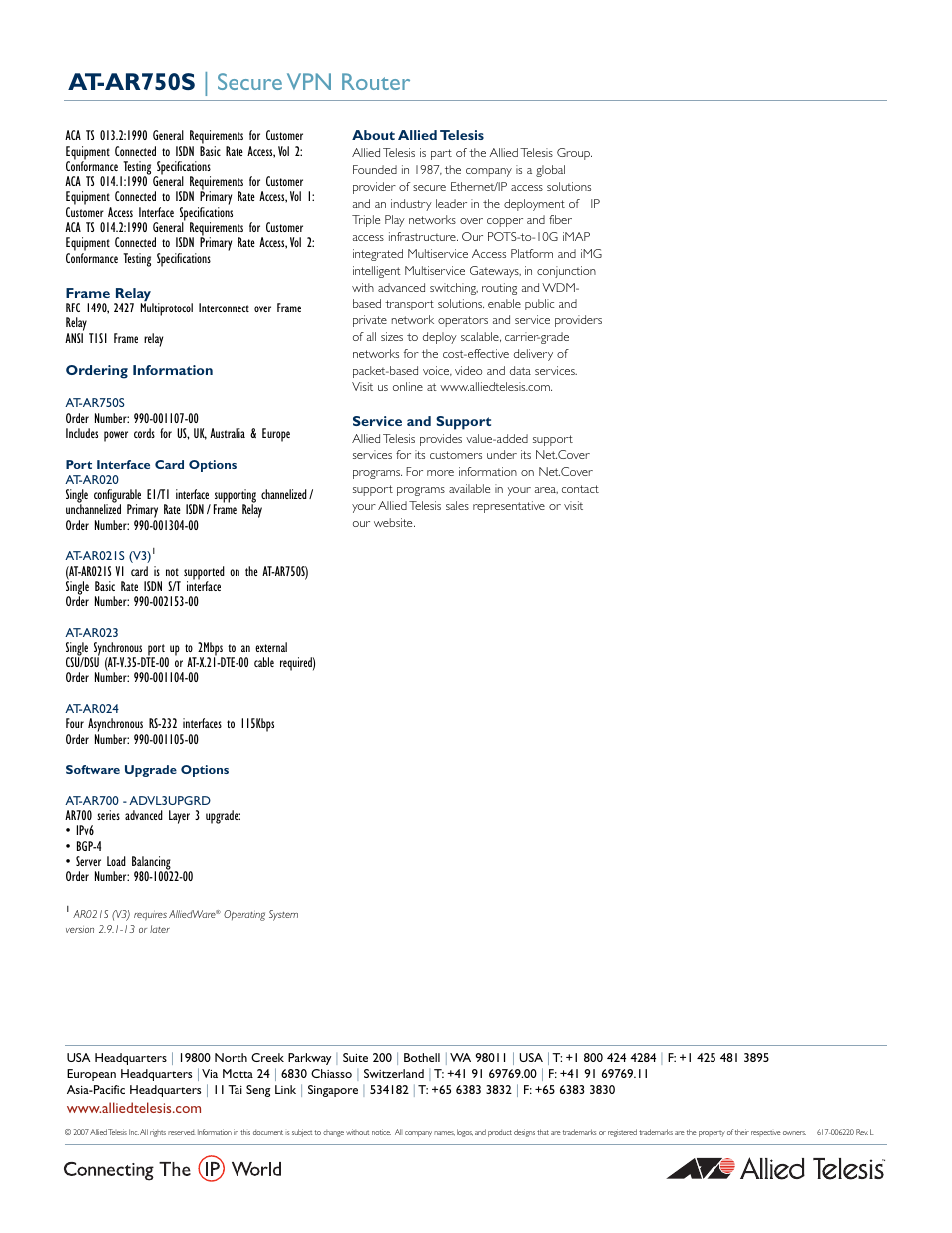 At-ar750s | secure vpn router | Allied Telesis AT AR750S AT-AR750S User Manual | Page 5 / 5