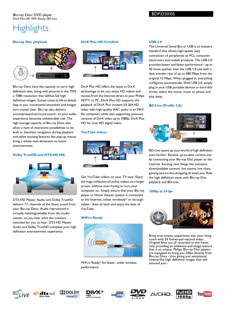 Highlights | Philips BDP3250-05 User Manual | Page 2 / 3