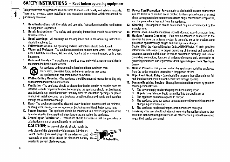 Caution | Philips FW48-37 User Manual | Page 6 / 28