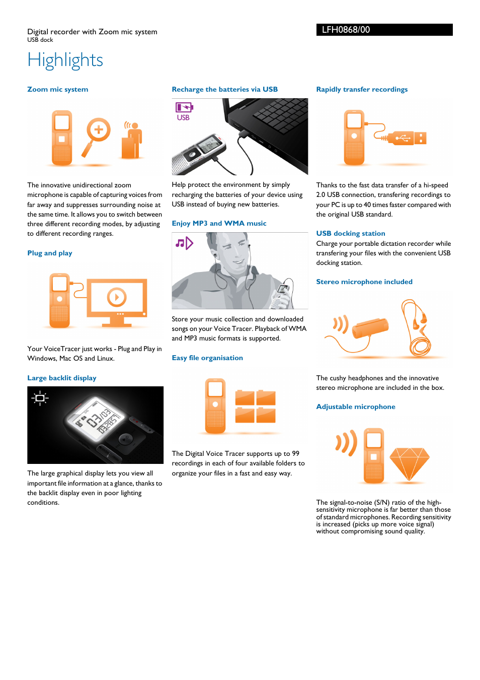 Highlights | Philips LFH0868-00 User Manual | Page 2 / 3