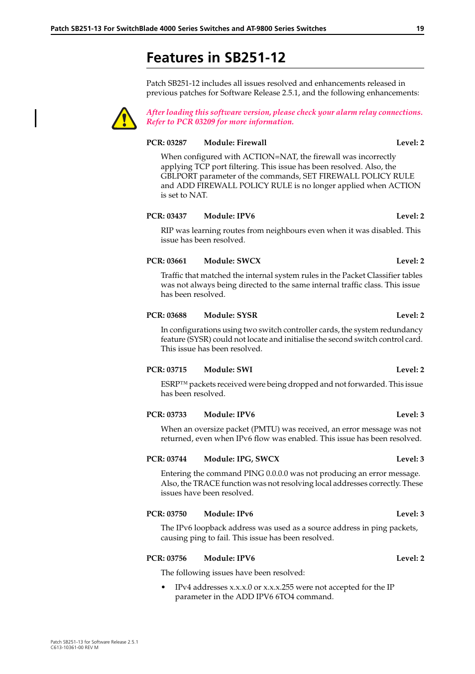 Features in sb251-12 | Allied Telesis SB251-13 User Manual | Page 19 / 66