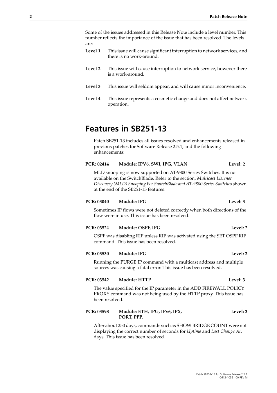 Features in sb251-13 | Allied Telesis SB251-13 User Manual | Page 2 / 66