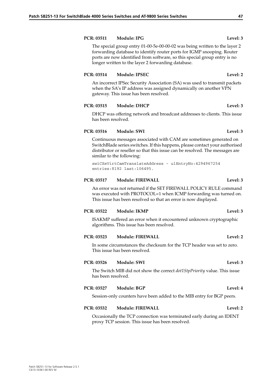 Allied Telesis SB251-13 User Manual | Page 47 / 66