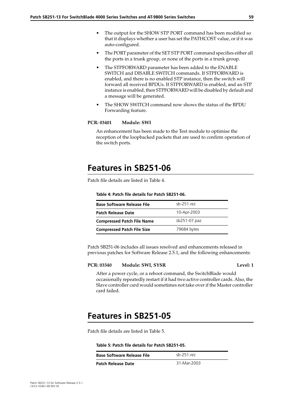 Features in sb251-06, Features in sb251-05 | Allied Telesis SB251-13 User Manual | Page 59 / 66