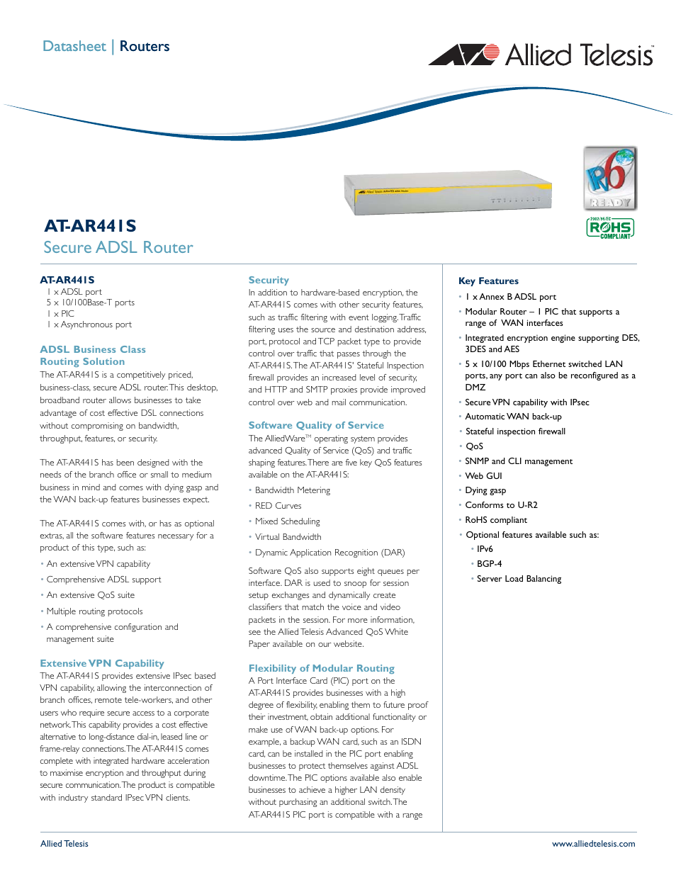 Allied Telesis AT-AR441S User Manual | 5 pages