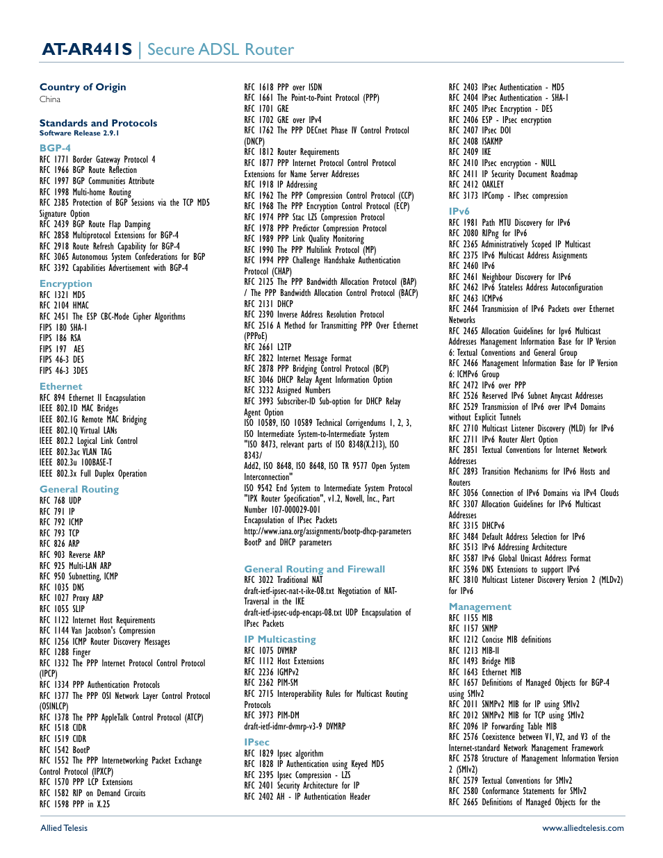 At-ar441s | secure adsl router | Allied Telesis AT-AR441S User Manual | Page 3 / 5