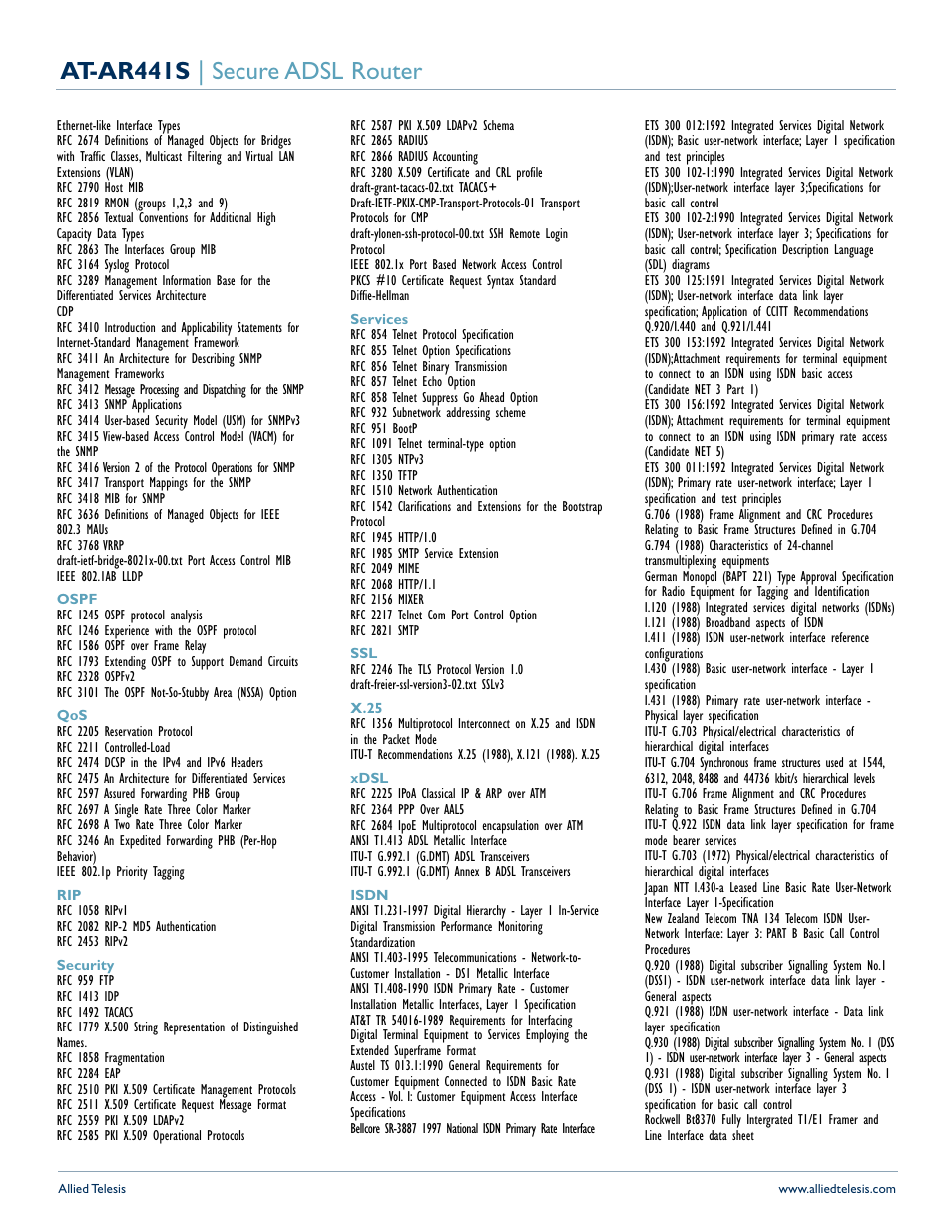 At-ar441s | secure adsl router | Allied Telesis AT-AR441S User Manual | Page 4 / 5