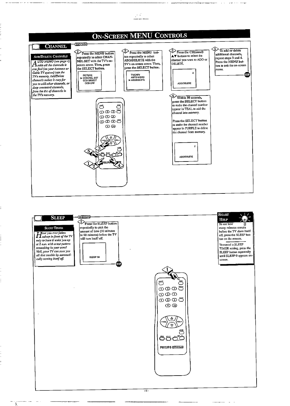 On-scbeen menu controls, Menu, Cbeen | Ontrols | Philips PR1904B User Manual | Page 5 / 8