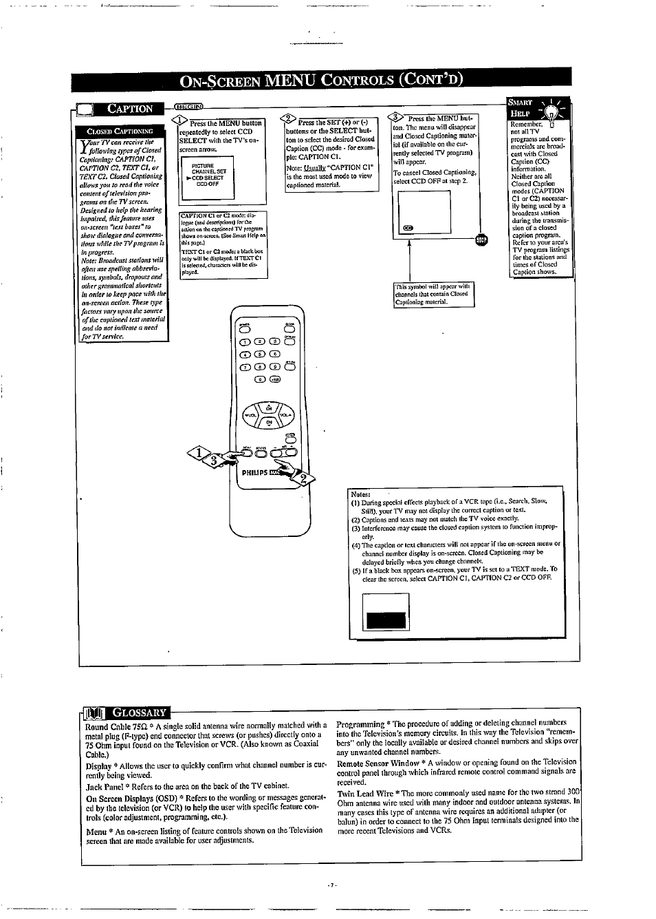 On-screen menu conttrols (cont’d), Menu, Creen | Onttrols, 11ш1 g | Philips PR1904B User Manual | Page 7 / 8