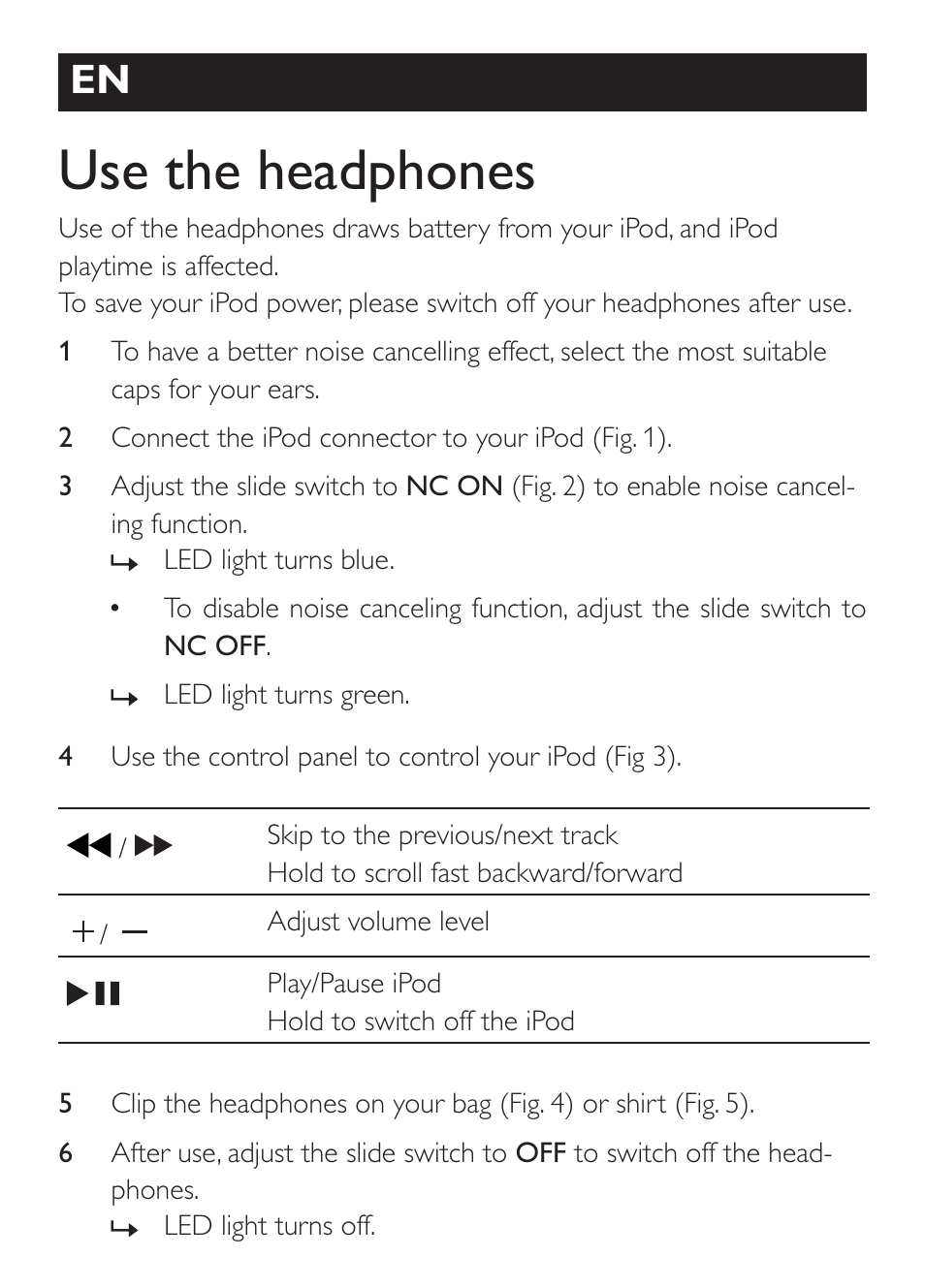 Use the headphones | Philips SHN6000-28 User Manual | Page 4 / 5