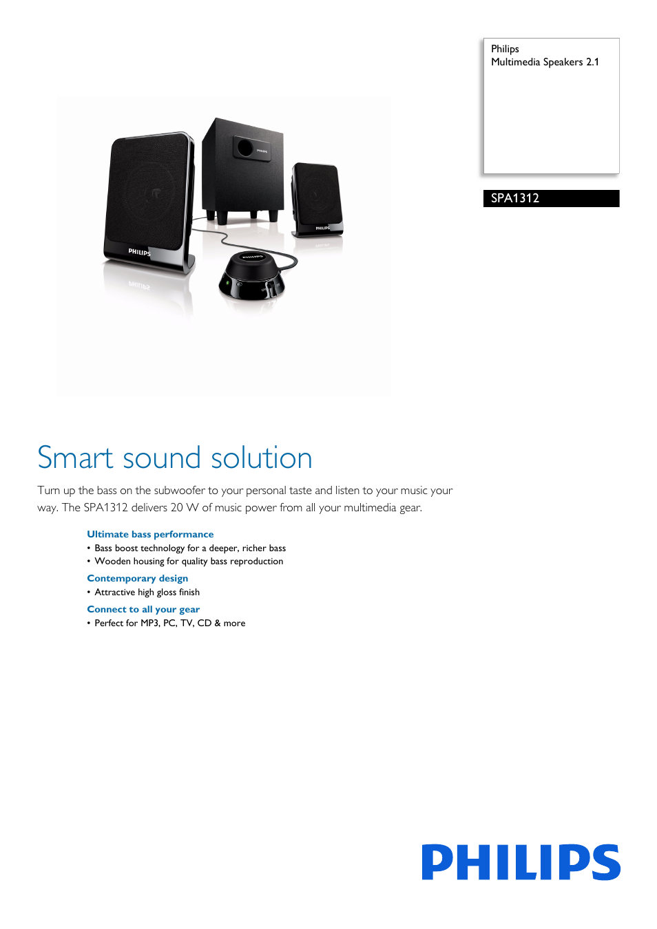 Philips SPA1312-27 User Manual | 2 pages