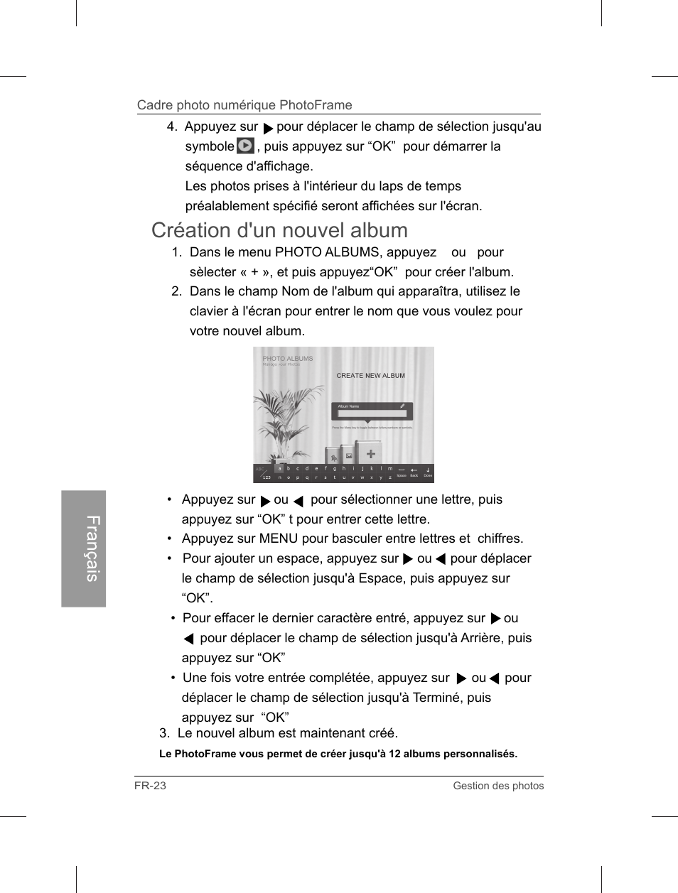 Création d'un nouvel album | Philips Home Essentials Digital PhotoFrame SPF3402S 10.1" LCD Panel Brown Wood Frame User Manual | Page 111 / 126