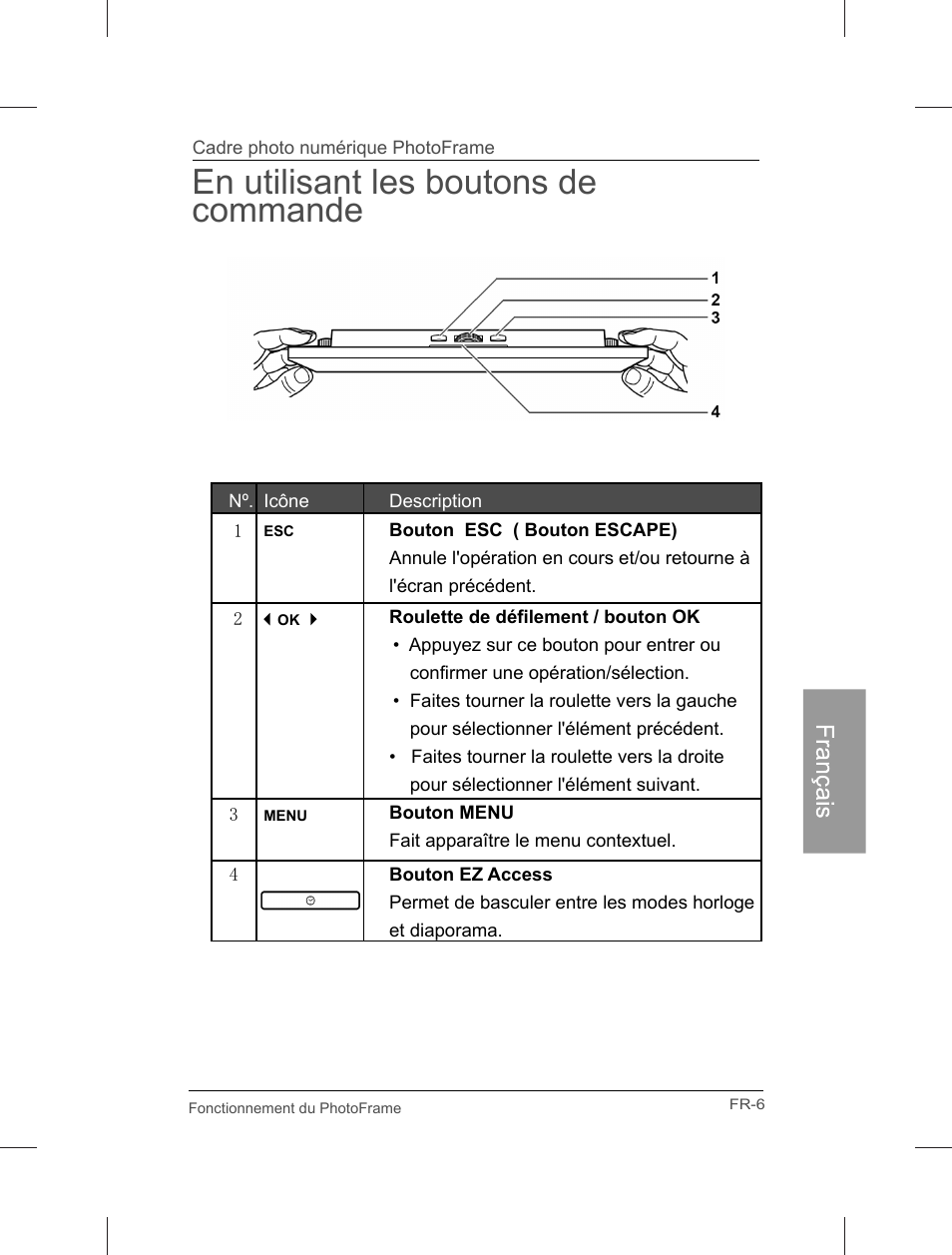 En utilisant les boutons de commande | Philips Home Essentials Digital PhotoFrame SPF3402S 10.1" LCD Panel Brown Wood Frame User Manual | Page 94 / 126