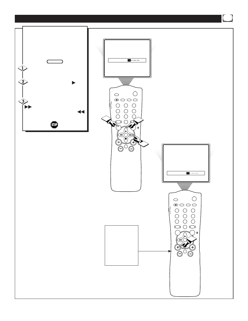 Tv v, Sing the, Olume | Ontrol, Or 1 3 2 1, Button to decrease the sound | Philips TS2757C User Manual | Page 21 / 36